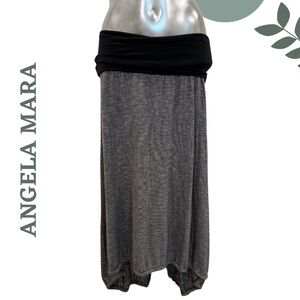Angela Mara Black & Grey Convertible Skirt Size Medium 100% Cotton Made in Italy